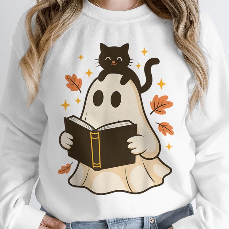Books Ghost Reading Book Halloween Library Cat Fall Unisex Sweatshirt Books Ghost Reading Book Halloween Library Cat Fall Unisex Sweatshirt