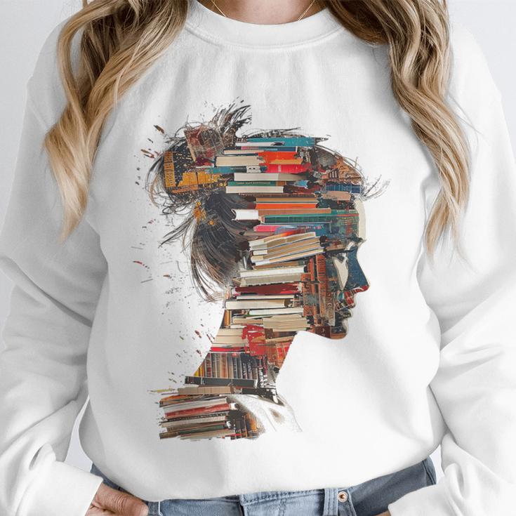 Books Lover Women Art Colorful Drawing Graphic Books Unisex Sweatshirt
