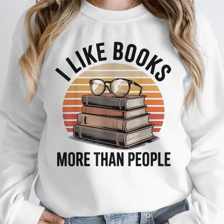 I Like Books More Than People Glasses Unisex Sweatshirt