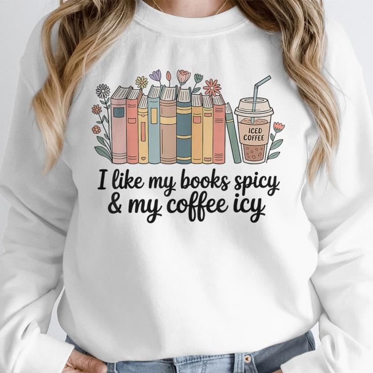 I Like My Books Spicy & My Coffee Icy Lover Bookworm Unisex Sweatshirt