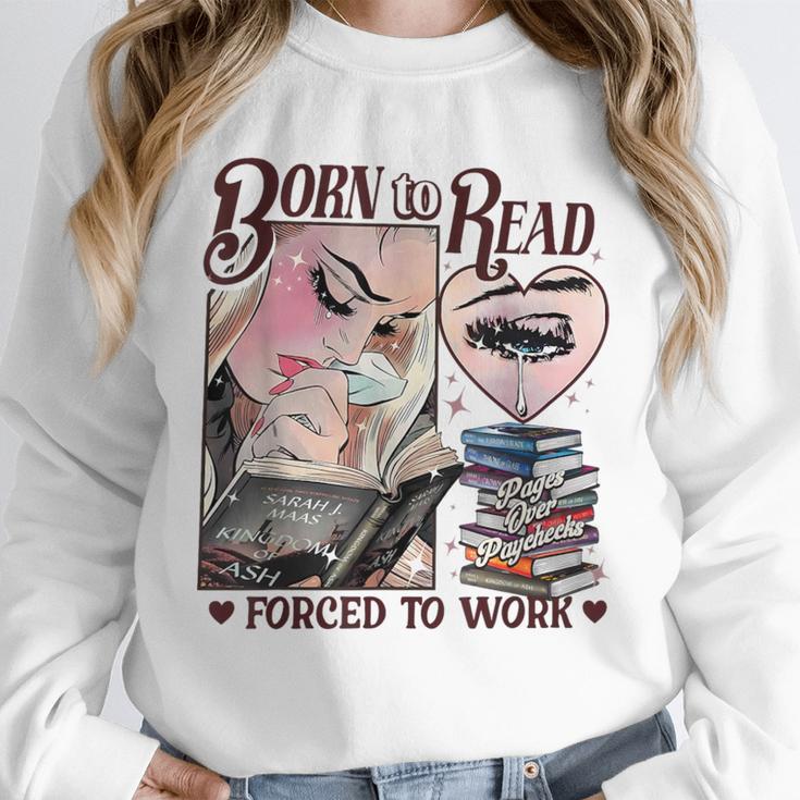 Born To Read Forced To Work Booklover -Adults Book Lovers Casual Grey Small Unisex Sweatshirt