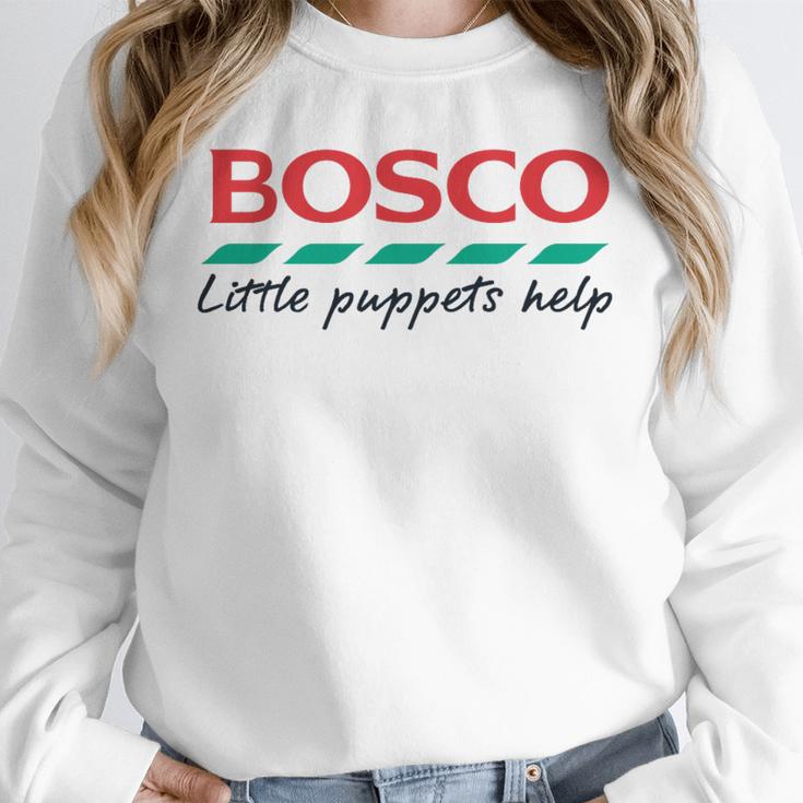 Bosco Little Puppets Help Irish Nostalgia Retro 80s Premium Tri-Blend Unisex Sweatshirt
