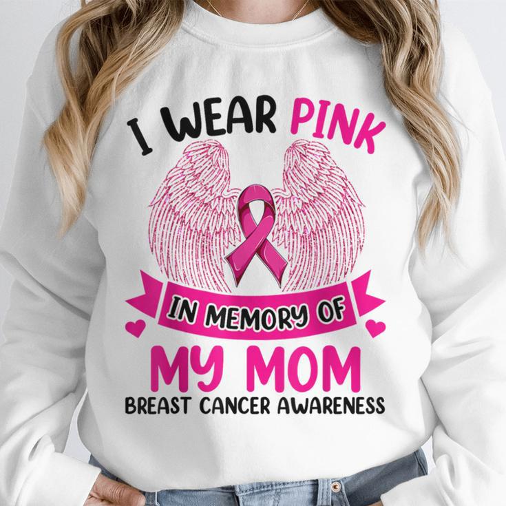 Breast Cancer Wings Shirt I Wear Pink In Memory Of My Mom Unisex Sweatshirt