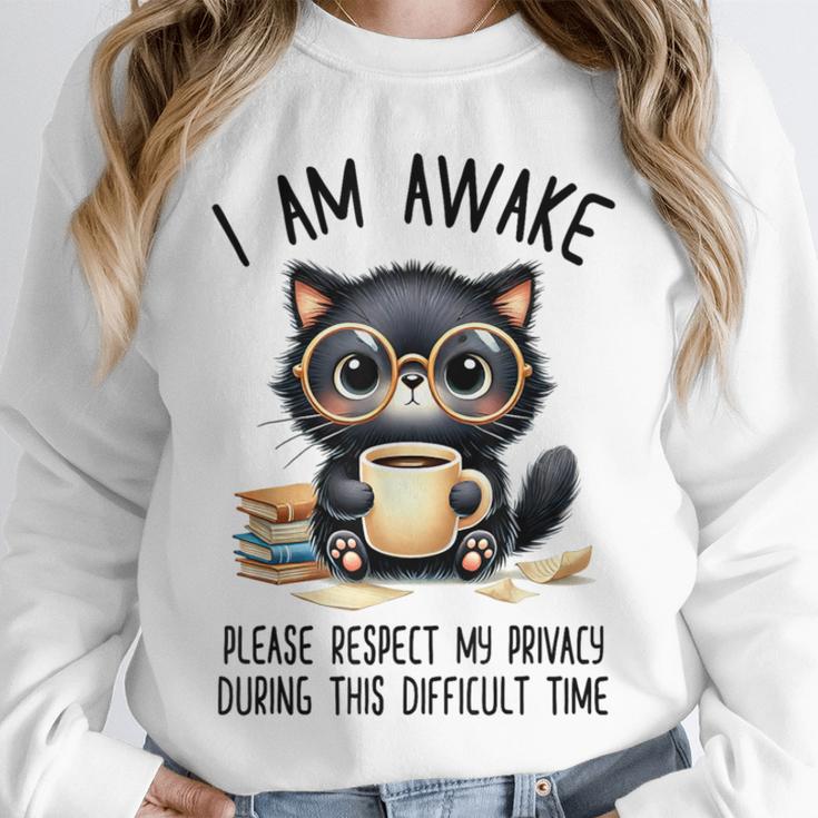 Cat Glasses Coffe Books I Am Awake Please Respect My Privacy Unisex Sweatshirt Cat Glasses Coffe Books I Am Awake Please Respect My Privacy Unisex Sweatshirt