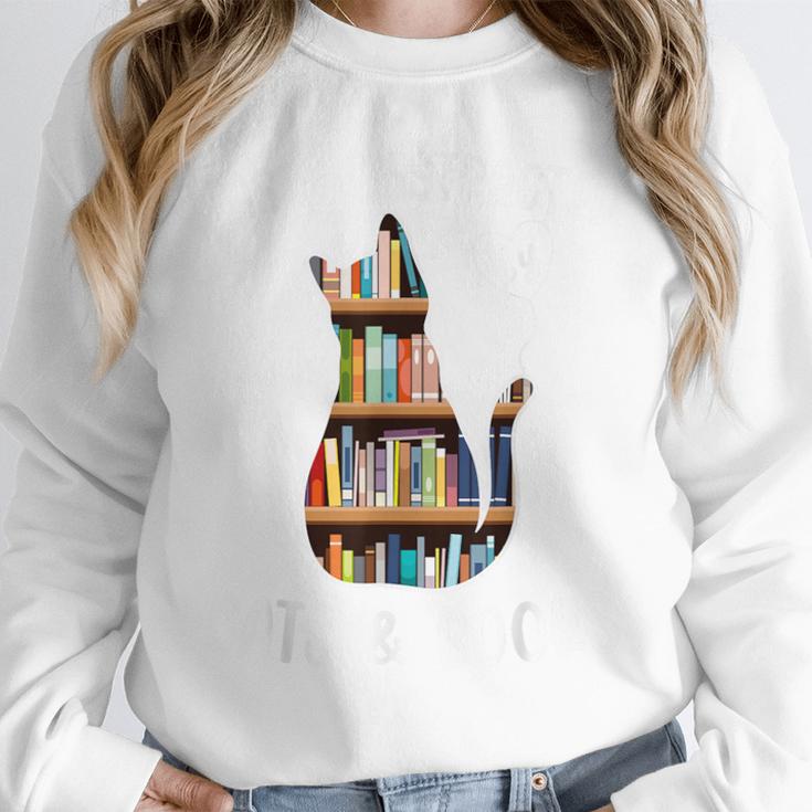 Cat Lover Tee Women Book Lover Reading Librarian Read Unisex Sweatshirt