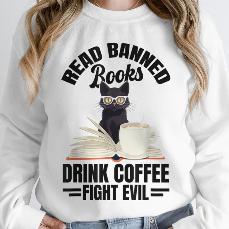 Cat I Read Banned Books Shirt Bookworm Avid Reader For Men Women Kids Unisex Sweatshirt