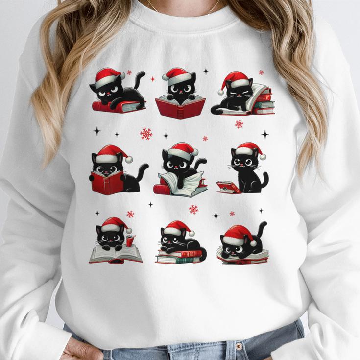Cat Reading Books Lover Christmas Cat Lover Xmas Unisex Sweatshirt Cat Reading Books Lover Christmas Cat Lover Xmas Unisex Sweatshirt