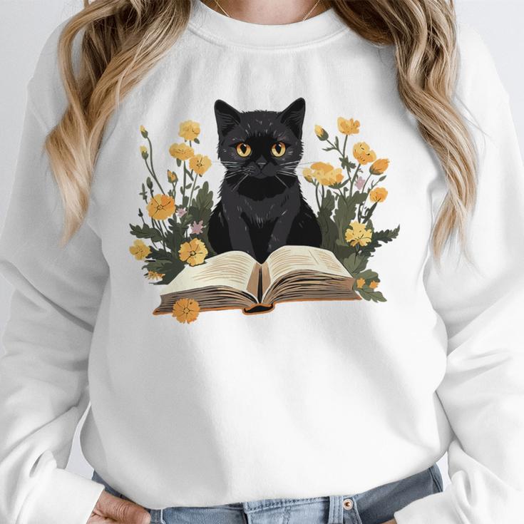 Cat Shirts For Women Book Lover Shirt Cute Cat And Book Premium Tri-Blend Unisex Sweatshirt