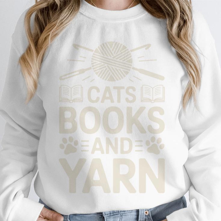 Cats Books And Yarn Crocheter Crocheting Unisex Sweatshirt