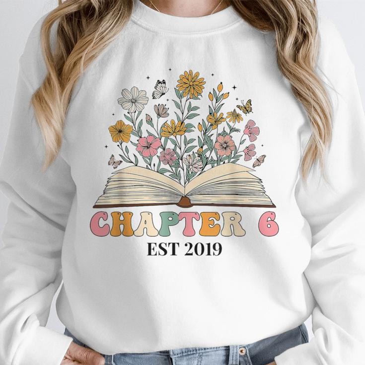 Chapter 6 Years Old 6th Birthday Wildflower Book Lover Unisex Sweatshirt