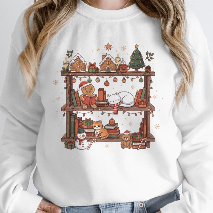Christmas Cats Bookshelf Gingerbread Unisex Sweatshirt Christmas Cats Bookshelf Gingerbread Unisex Sweatshirt