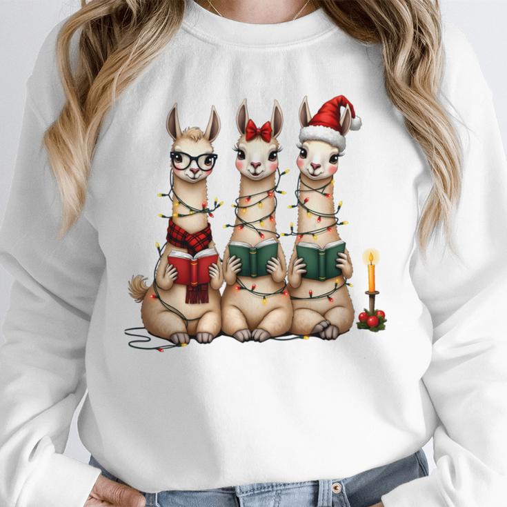 Christmas Three Llamas Reading Reading Books Llama Lover Unisex Sweatshirt Christmas Three Llamas Reading Reading Books Llama Lover Unisex Sweatshirt