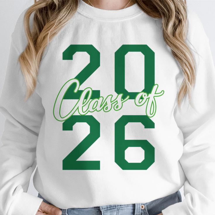 Class Of 2026 Graduation Varsity Green And On The Back Unisex Sweatshirt