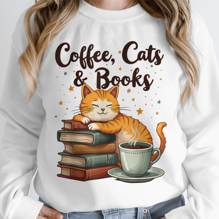 Coffee Cats And Books Lover For Women & Girls Coffee Unisex Sweatshirt