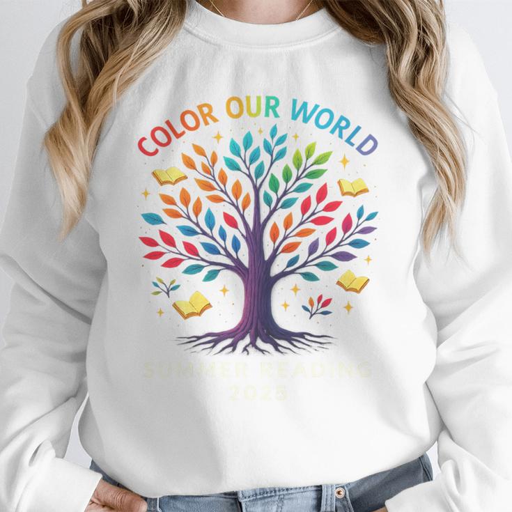 Color Our World Summer Reading Program 2025 Trippy Book Tree Unisex Sweatshirt Color Our World Summer Reading Program 2025 Trippy Book Tree Unisex Sweatshirt