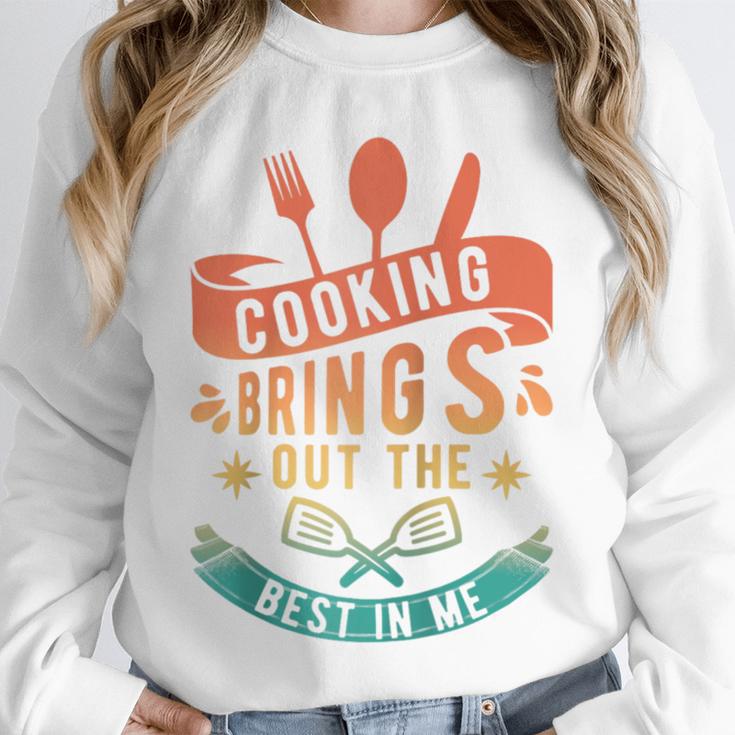 Cooking Brings Out The Best In Me Crafting Flavorful Memory Raglan Baseball Tee Unisex Sweatshirt