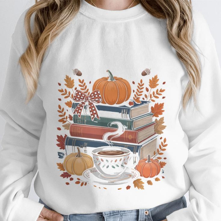 Cozy Autumn Books Fully Booked For Fall Books Pumpkin Unisex Sweatshirt