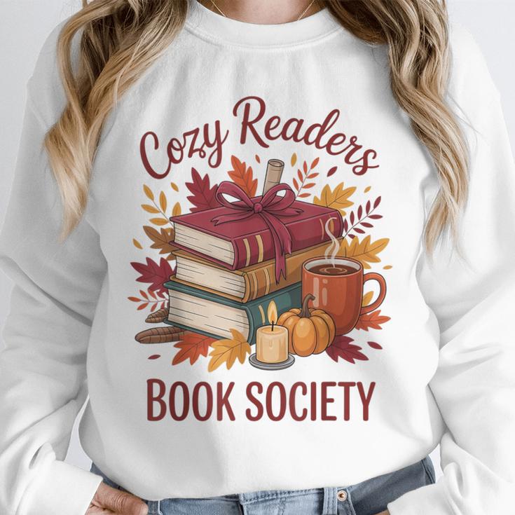 Cozy Readers Book Society Fall Autumn Floral Pumpkin Season Unisex Sweatshirt