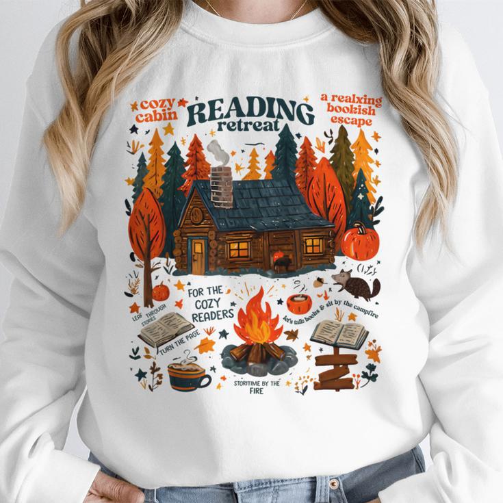 Cozy Reading Cabin Retreat Fall Bookish Autumn Cozy Reader Unisex Sweatshirt