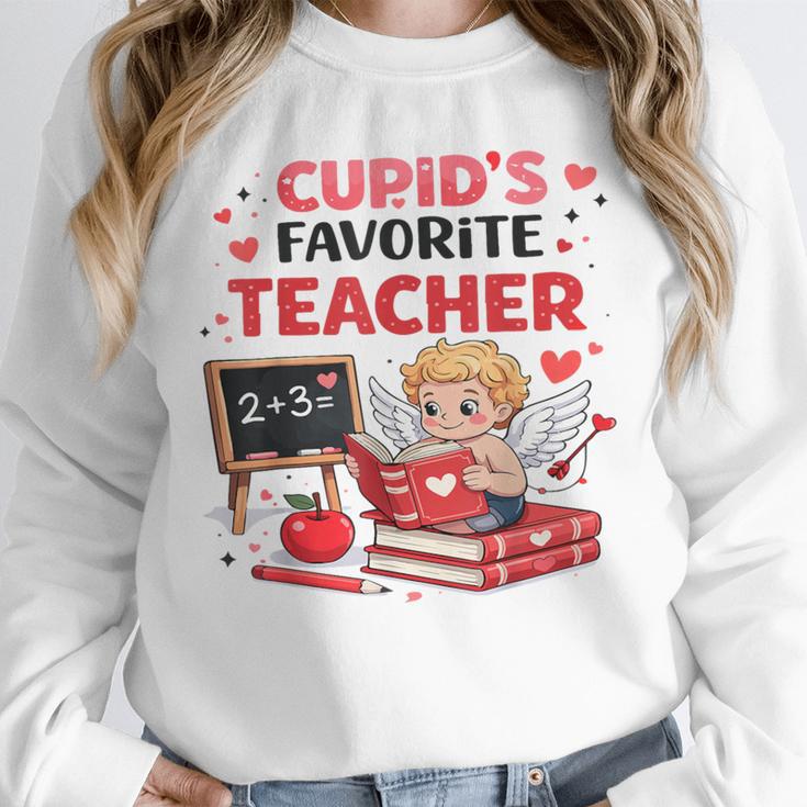 Cupid's Favorite Math Teacher Valentine Reading Book Women Unisex Sweatshirt