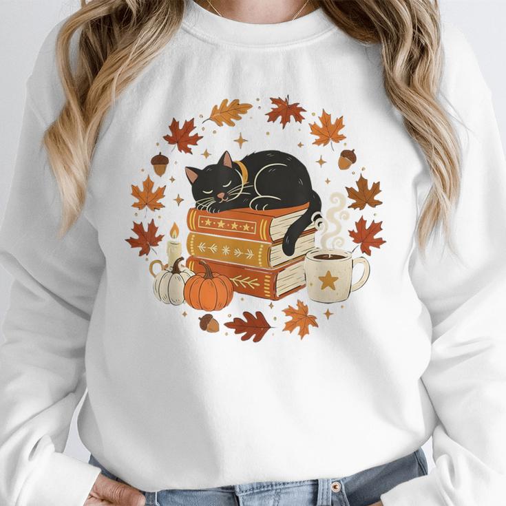 Cute Cat Fall In Love With Reading Book Cat Lover Librarian Unisex Sweatshirt