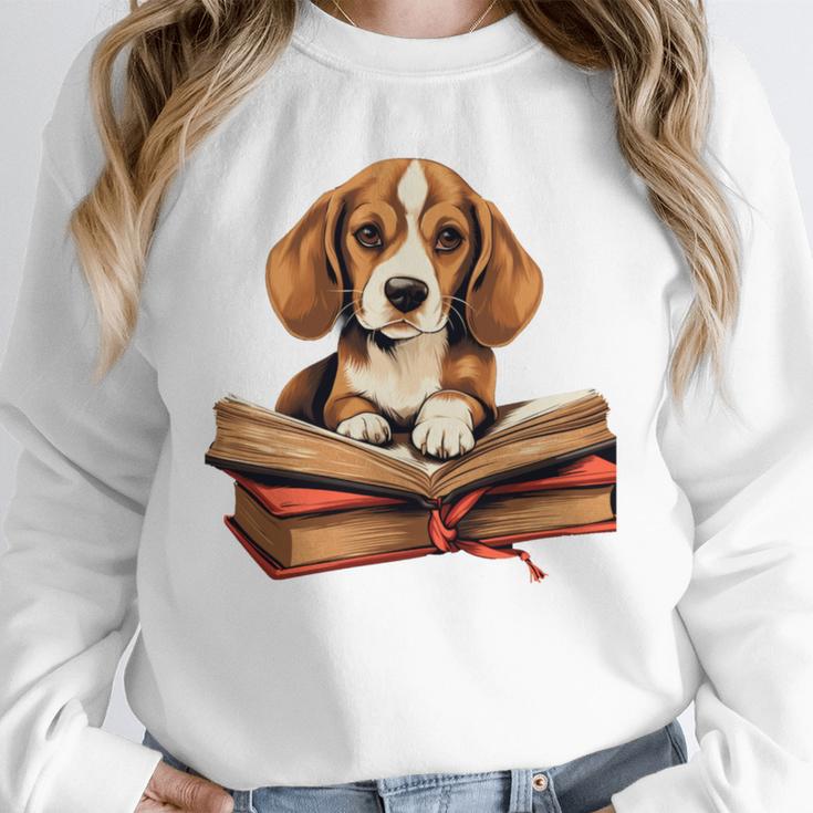Cute Dog Beagle Reading Book Unisex Sweatshirt Cute Dog Beagle Reading Book Unisex Sweatshirt