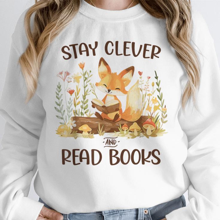 Cute Fox Stay Clever Read Books For Librarian Or Bookworm Unisex Sweatshirt