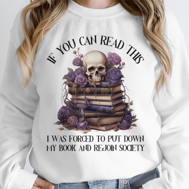 Dark Romance Merch I Put Down My Book Lover Spicy Skeleton Unisex Sweatshirt
