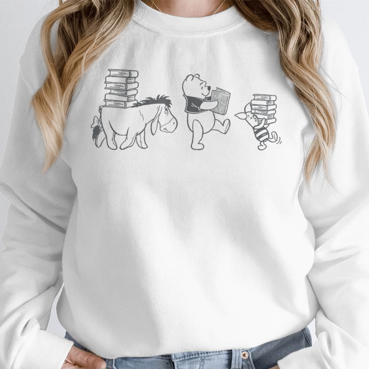 Disney Winnie The Pooh Eeyore Pooh & Piglet Carrying Books Unisex Sweatshirt Disney Winnie The Pooh Eeyore Pooh & Piglet Carrying Books Unisex Sweatshirt
