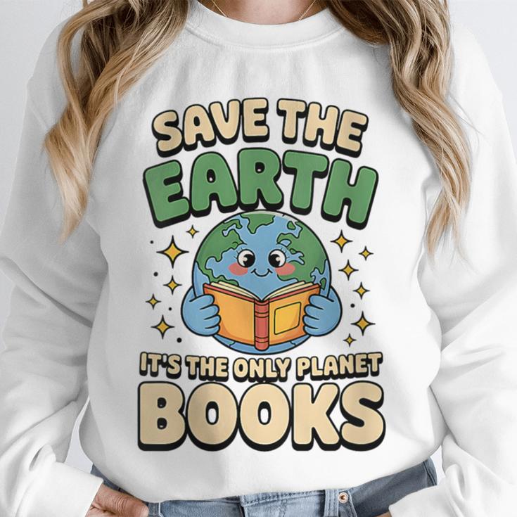 Earth Day Save Earth It´s Only Planet With Books Reader Unisex Sweatshirt