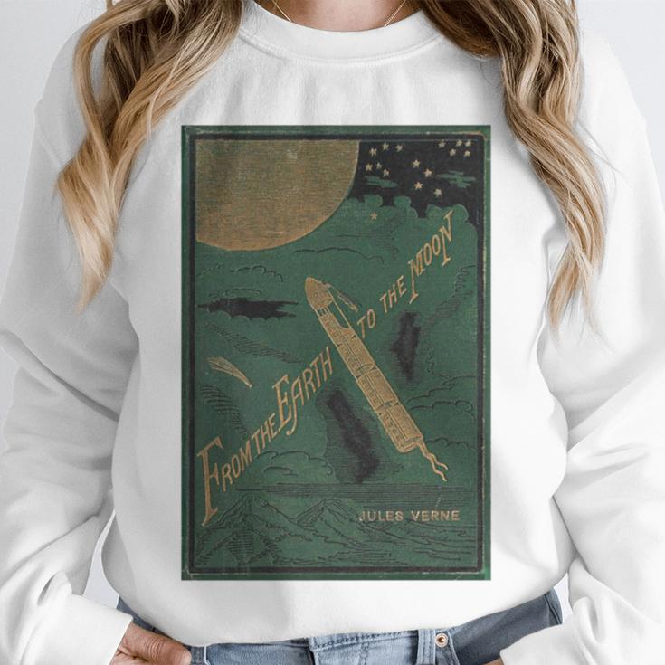 From The Earth To The Moon Book Cover 1874 Premium Unisex Sweatshirt From The Earth To The Moon Book Cover 1874 Premium Unisex Sweatshirt