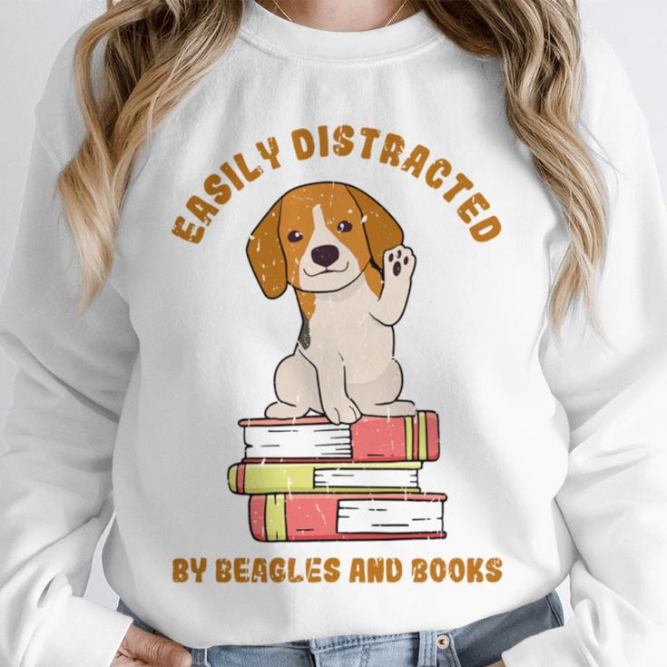 Easily Distracted By Beagles And Books Beagle Dog Unisex Sweatshirt