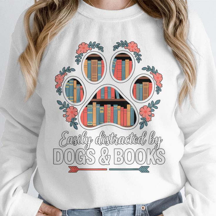 Easily Distracted By Dogs And Books Reading Unisex Sweatshirt