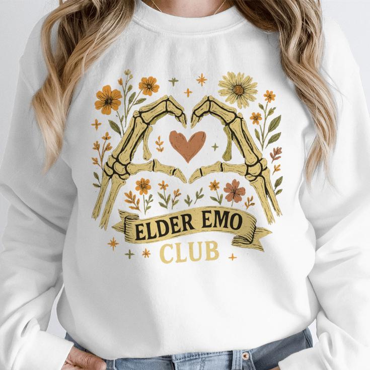 Elder Emo Club Skeleton Hands Heart Nostalgia Unisex Sweatshirt