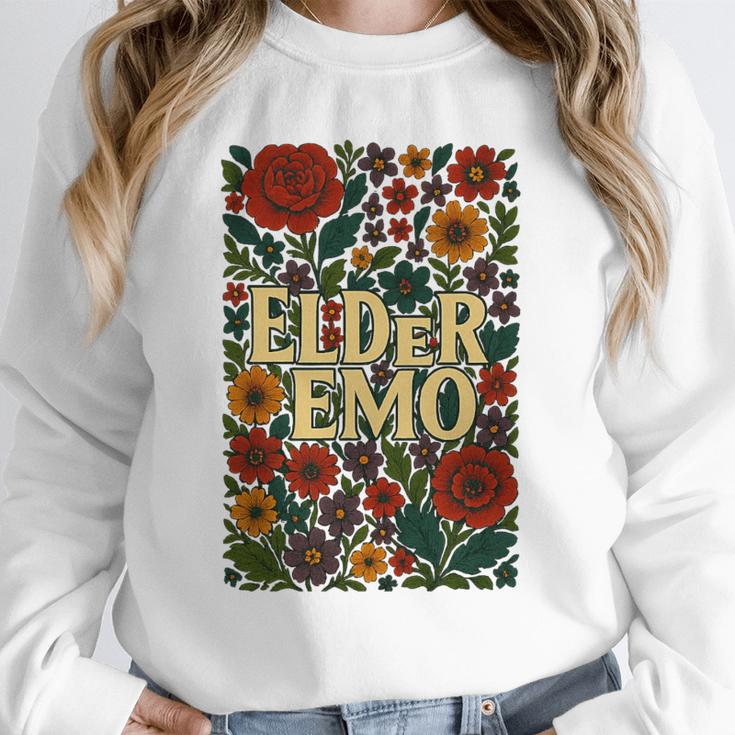 Elder Emo Floral Gothic Vintage Nostalgia Premium Tri-Blend Unisex Sweatshirt Elder Emo Floral Gothic Vintage Nostalgia Premium Tri-Blend Unisex Sweatshirt