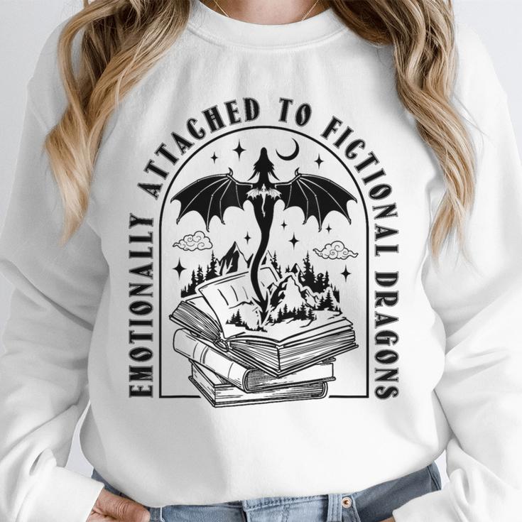 Emotionally Attached To Fictional Dragons Books Lover Unisex Sweatshirt