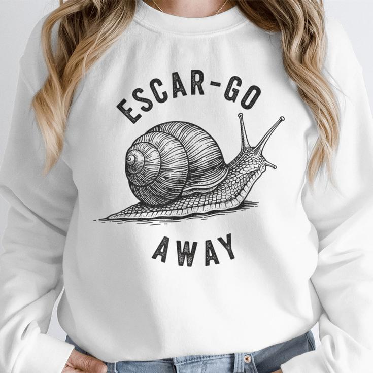 Escar Go Away Snail Vintage French Pun Introvert Humor Unisex Sweatshirt Escar Go Away Snail Vintage French Pun Introvert Humor Unisex Sweatshirt