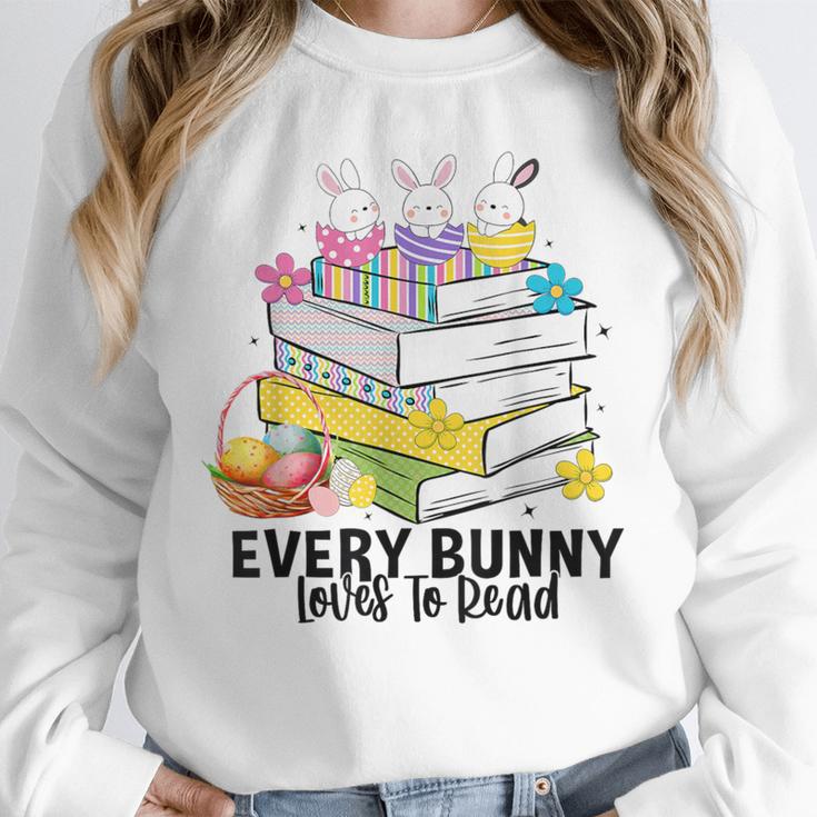 Every Bunny Loves To Read Easter Cute Reading Books Lover Unisex Sweatshirt
