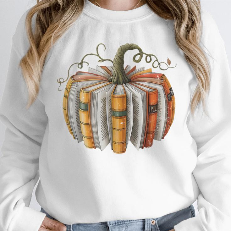 Fall Book Pumpkin Fall Librarians Bookworm Teachers Students Unisex Sweatshirt