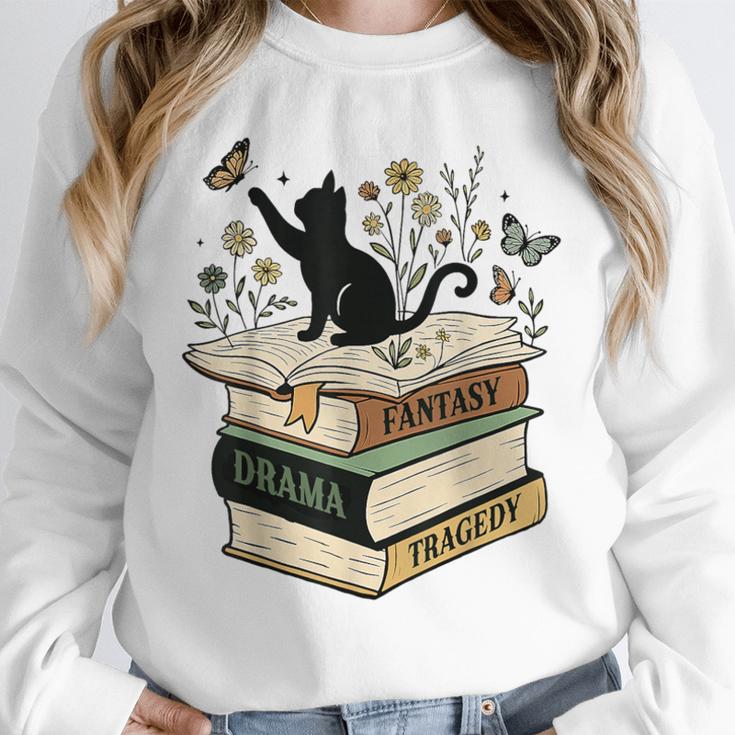 Fantasy Drama Tragedy Cat Book Lover Reading Humor Unisex Sweatshirt Fantasy Drama Tragedy Cat Book Lover Reading Humor Unisex Sweatshirt
