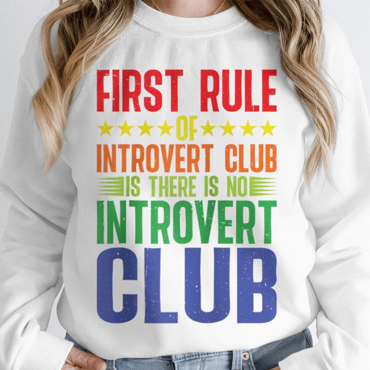 First Rule Of Introvert Club Is There Is No Introvert Club Raglan Baseball Tee Unisex Sweatshirt