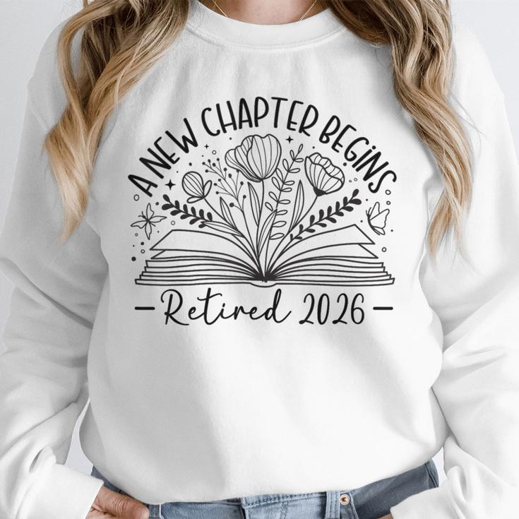 Floral Book a New Chapter Begins Retired Retirement Teacher Unisex Sweatshirt
