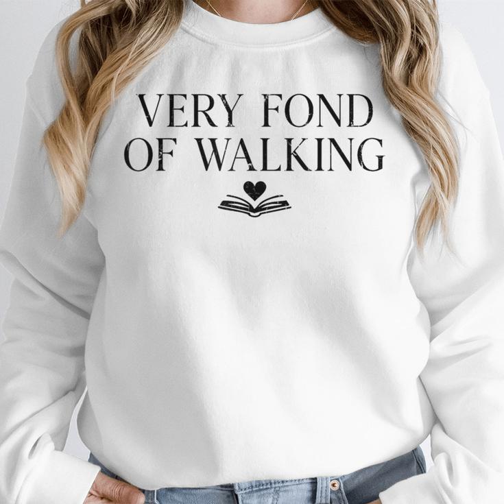 Very Fond Of Walking Book Lover Mom Walking Bookish Unisex Sweatshirt