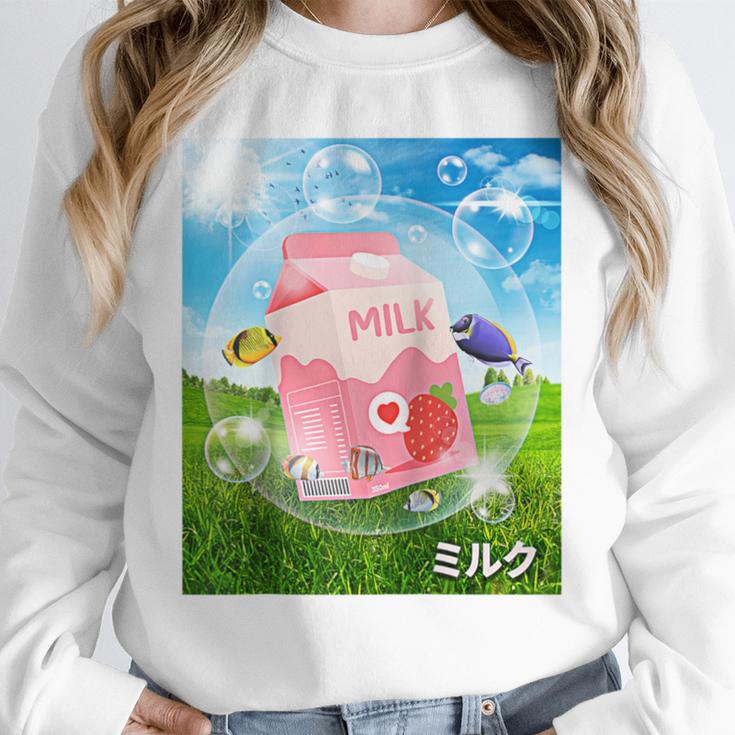 Frutiger Aero Aesthetic Tech Kawaii Strawberry Milk Fishes Raglan Baseball Tee Unisex Sweatshirt Frutiger Aero Aesthetic Tech Kawaii Strawberry Milk Fishes Raglan Baseball Tee Unisex Sweatshirt