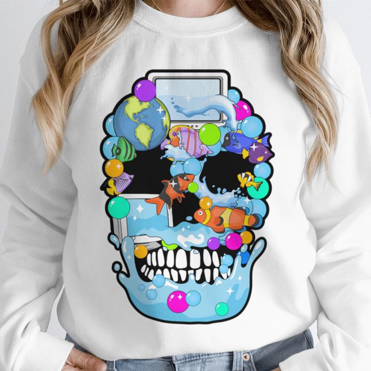 Frutiger Aero Aesthetic Tech Skull Computer Fishes Unisex Sweatshirt Frutiger Aero Aesthetic Tech Skull Computer Fishes Unisex Sweatshirt