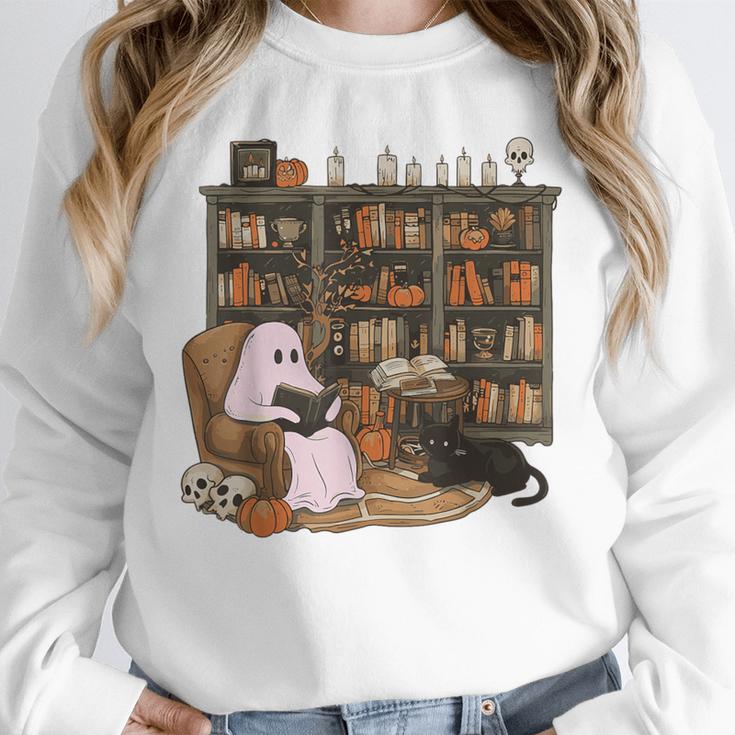 Ghost Reading Book Cat Lover Halloween Reading Enthusiast Unisex Sweatshirt Ghost Reading Book Cat Lover Halloween Reading Enthusiast Unisex Sweatshirt