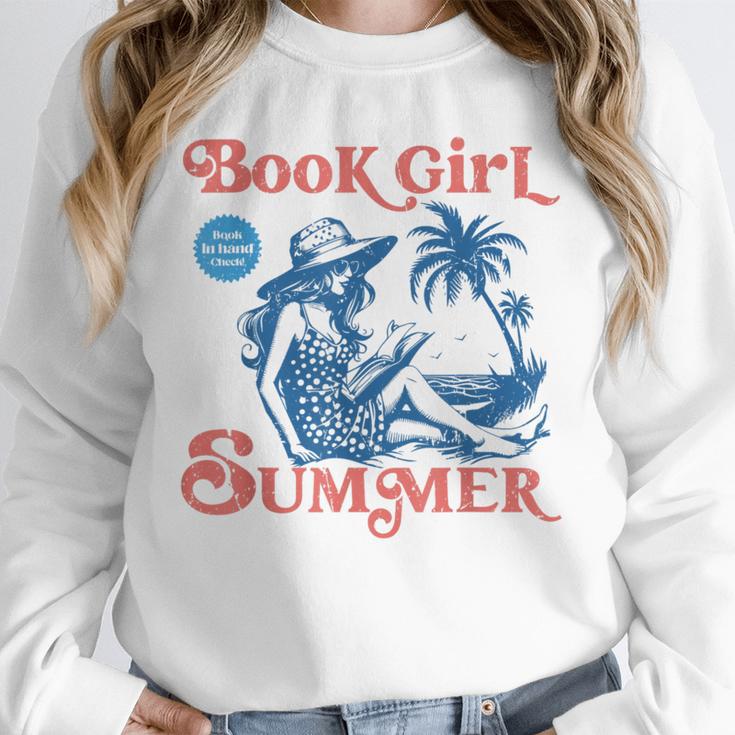 Girl Reading Book Summer Beach Vacation For Book Lover Unisex Sweatshirt