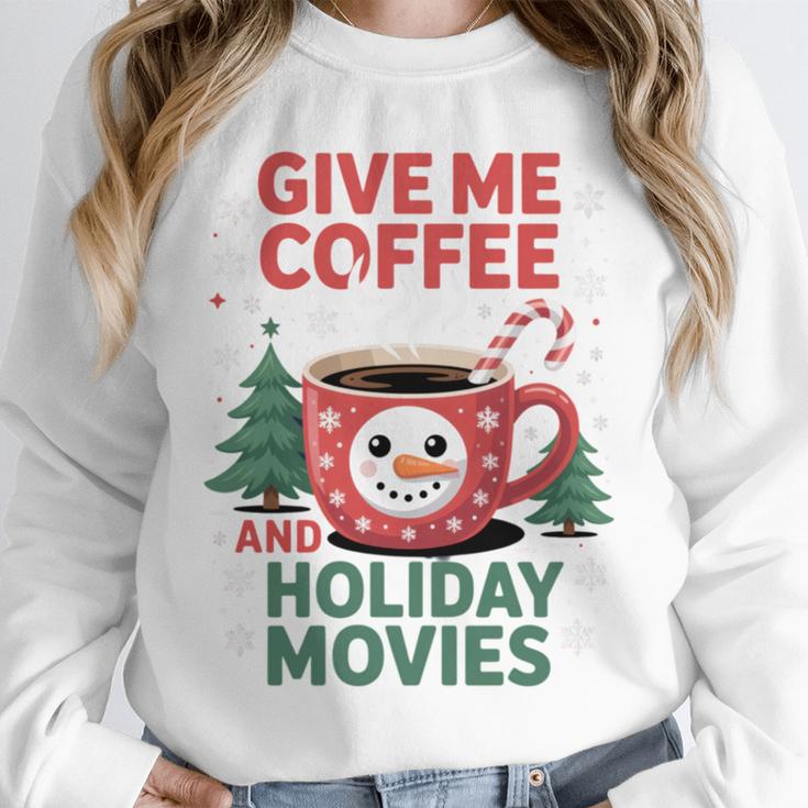 Give Me Coffee And Holiday Movies Introvert Christmas Unisex Sweatshirt