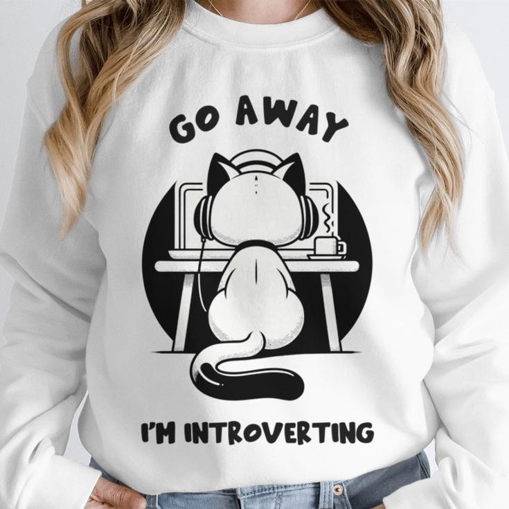 Go Away I'm Introverting Cat With Coffee Unisex Sweatshirt Go Away I'm Introverting Cat With Coffee Unisex Sweatshirt