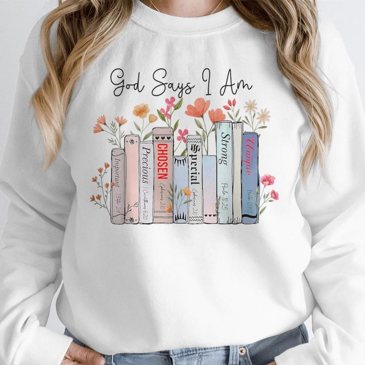 God Says I Am Book Bible Verse Christian Girls Women Unisex Sweatshirt